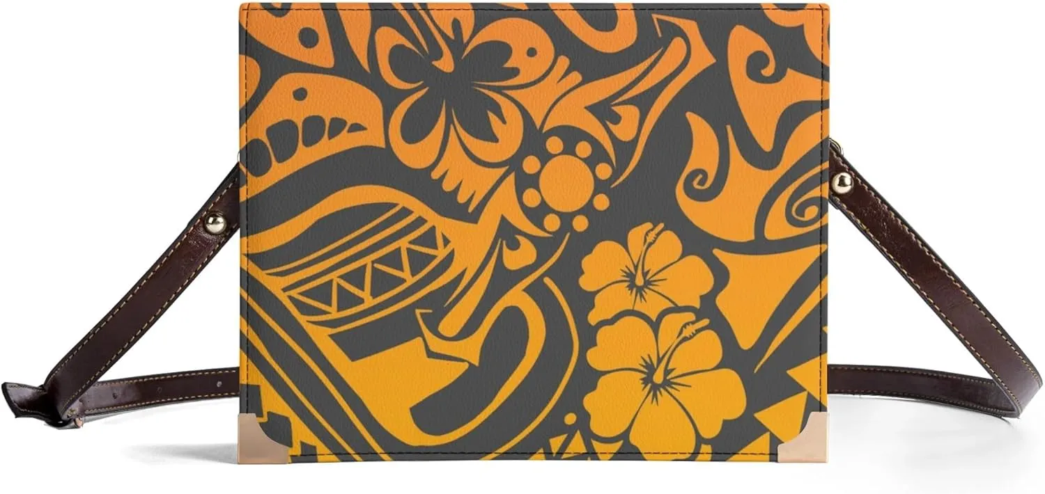 Samoa Floral Custom Vintage Women'S Rectangular Book Crossbody Bag Polynesian Book Storage Bag With Shoulder Strap