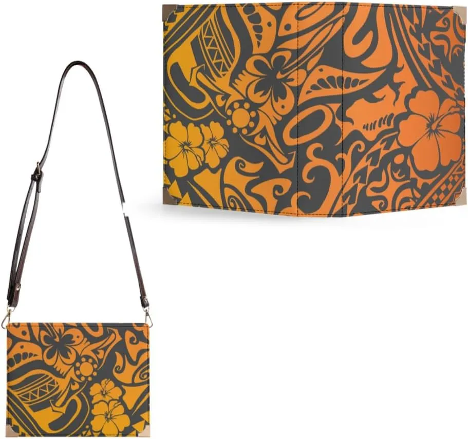 Samoa Floral Custom Vintage Women'S Rectangular Book Crossbody Bag Polynesian Book Storage Bag With Shoulder Strap