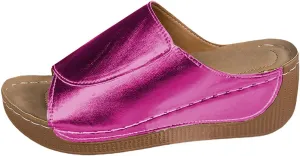 Sandals for Women 2025 Casual Width Wedge Sandals Summer Beach Vacation Breathable Orthopedic Walking Shoes Solid Color Trendy Dress Sandal Platform Slippers Shoes 2025