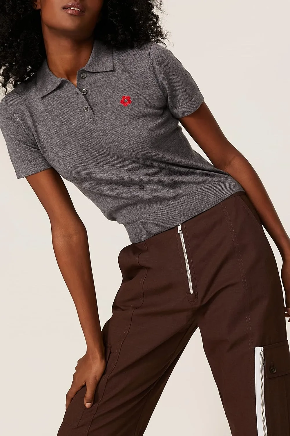 Sandy Liang Rent The Runway Pre-Loved Grey Favs Polo