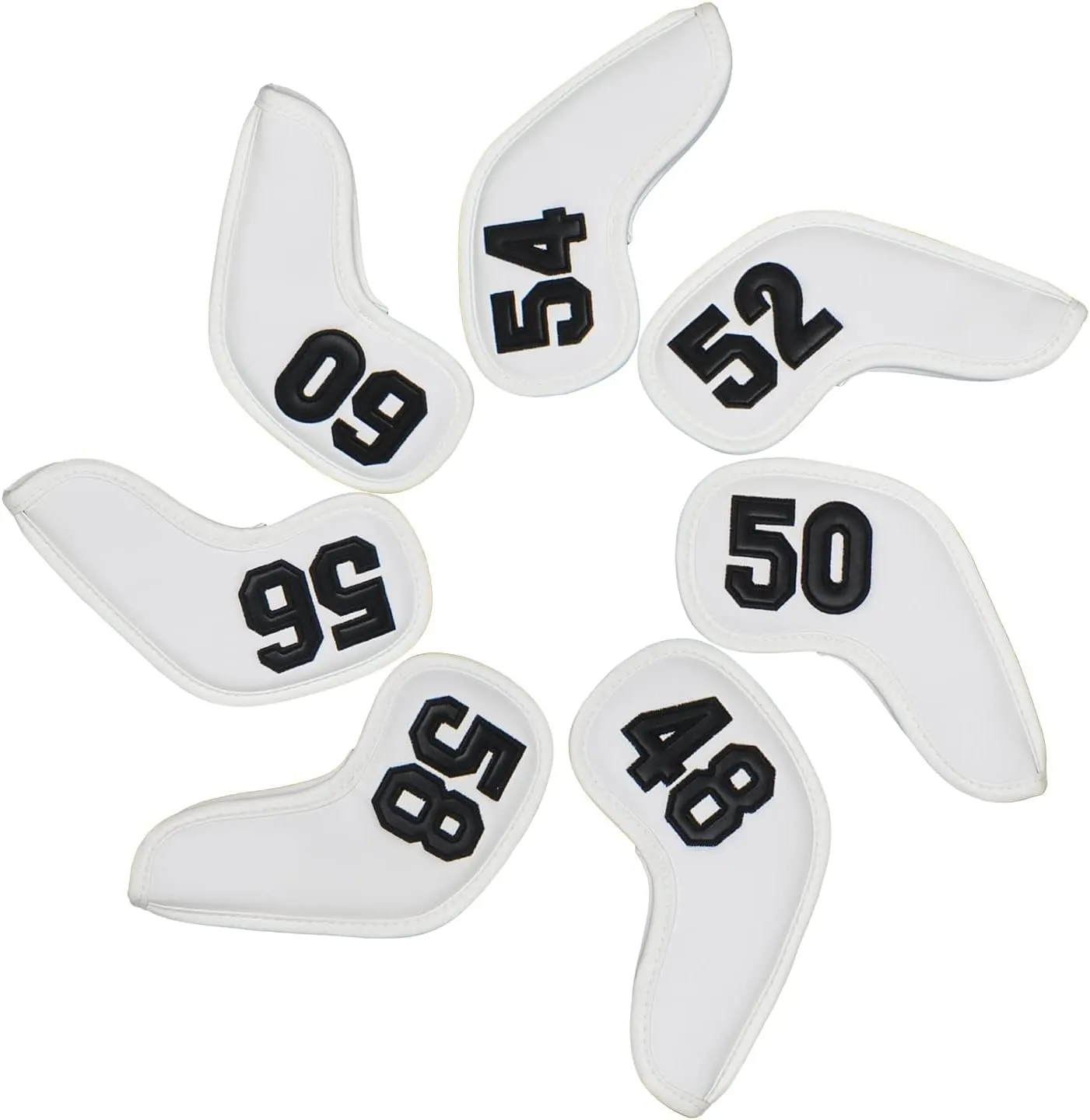Scott Edward Prof 7Pcs Leather Wedge Golf Iron Head Covers Protective Club Waterproof & Scratch Resistant 48 50 52 54 56 58 60 Degree