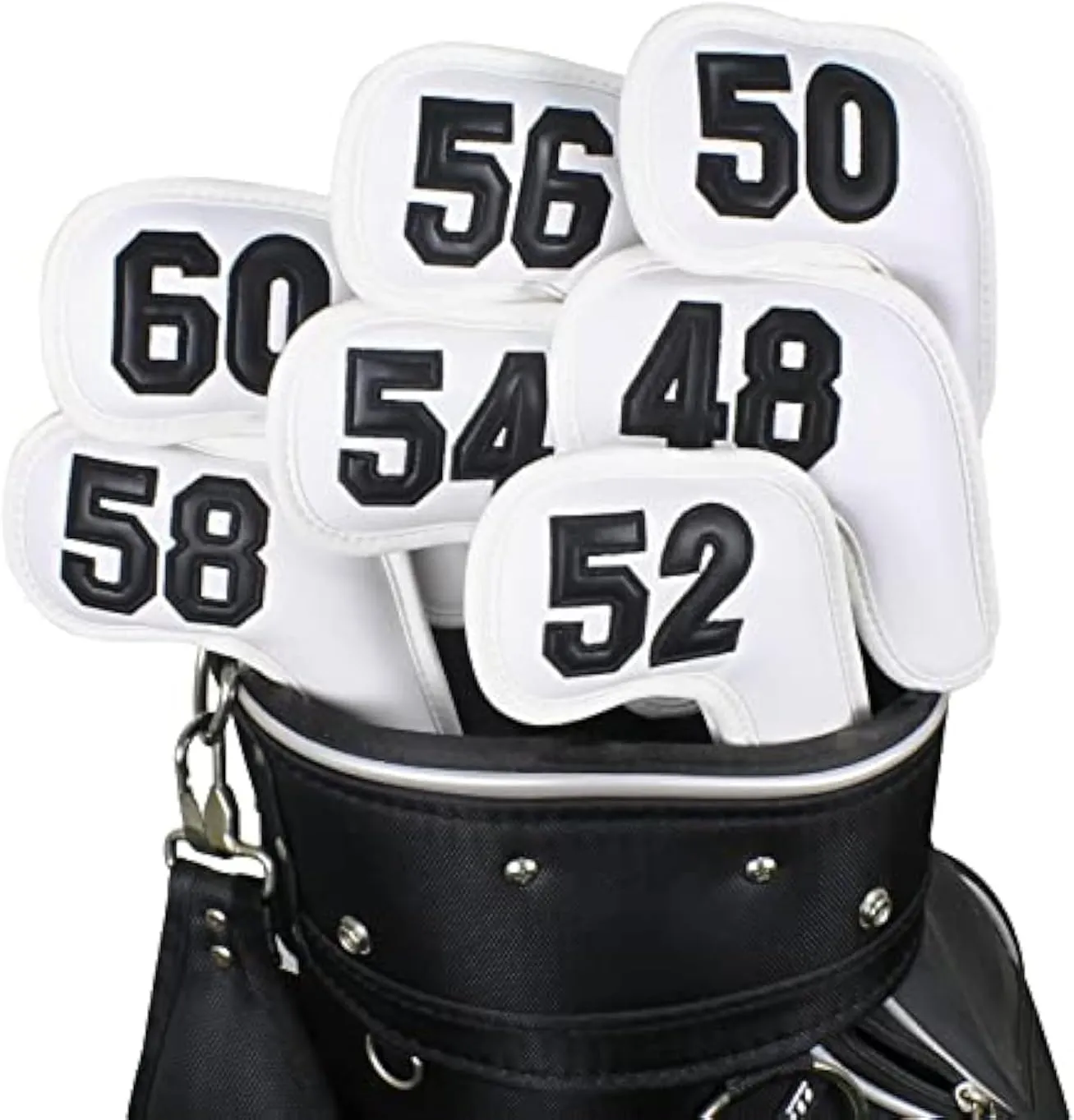 Scott Edward Prof 7Pcs Leather Wedge Golf Iron Head Covers Protective Club Waterproof & Scratch Resistant 48 50 52 54 56 58 60 Degree