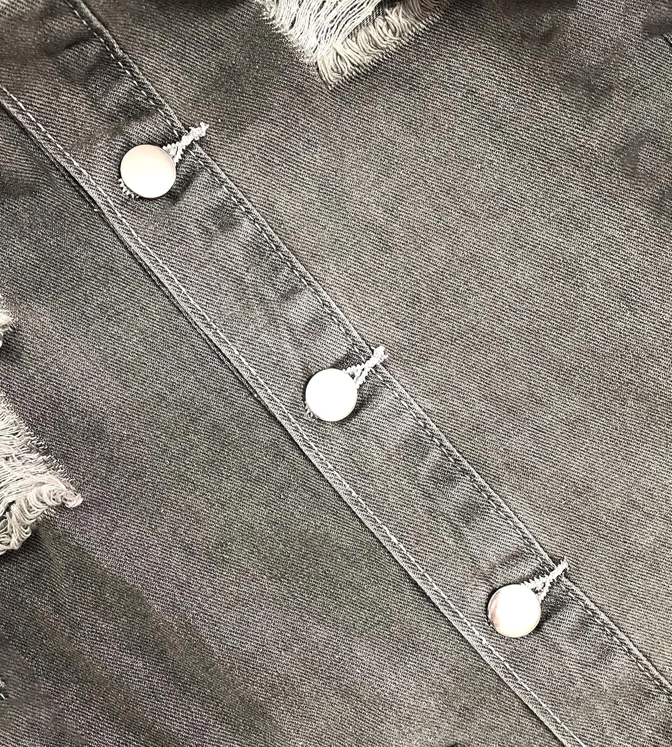 SeNight Women's Jean Jacket Long Sleeve Classic Distressed Fray Hem Tassels Denim Trucker Jackets