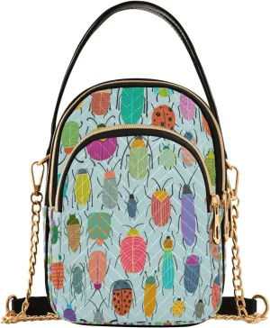 senya Funny Beetles Collection Crossbody Handbags for Women Casual Leather Shoulder Phone Purse