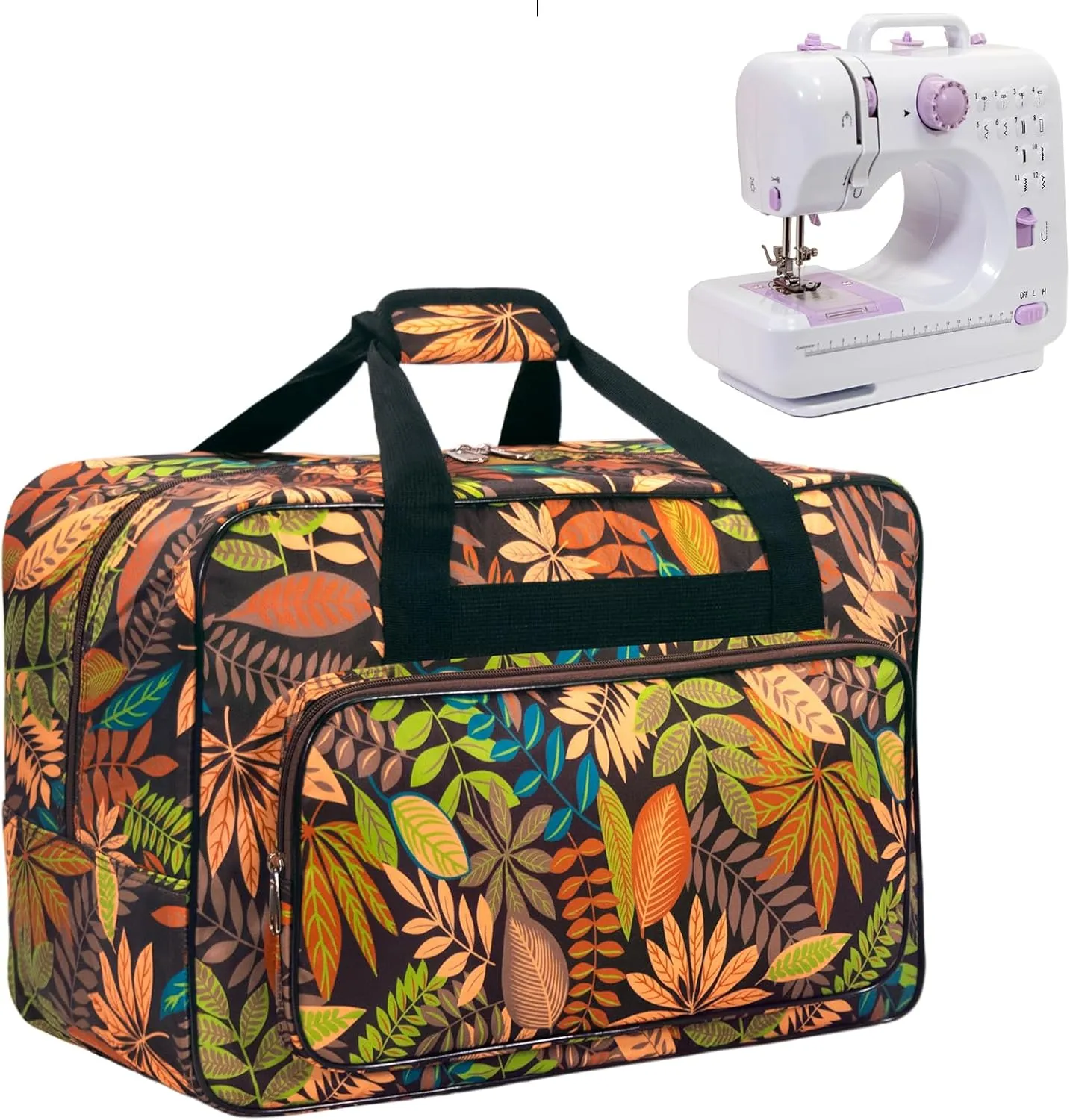 Sewing Machine Carrying Case，Sewing Machine Carrying Case Tote Bag，Universal Tote Storage Bag with Pockets and Handles, Suitable for Most Standard Singer, Janome (Brown)