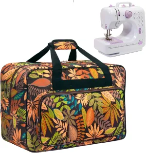 Sewing Machine Carrying Case，Sewing Machine Carrying Case Tote Bag，Universal Tote Storage Bag with Pockets and Handles, Suitable for Most Standard Singer, Janome (Brown)