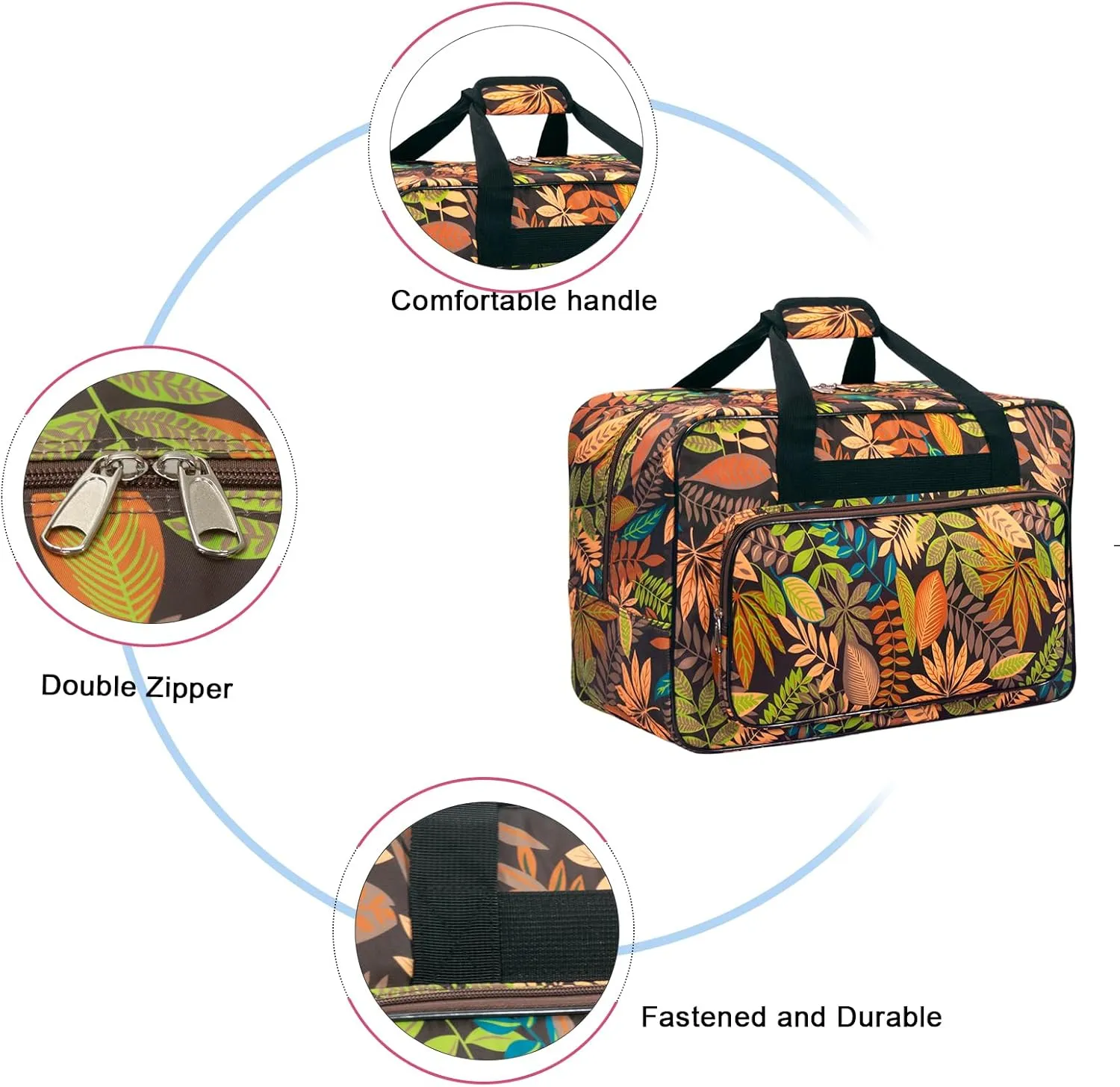 Sewing Machine Carrying Case，Sewing Machine Carrying Case Tote Bag，Universal Tote Storage Bag with Pockets and Handles, Suitable for Most Standard Singer, Janome (Brown)