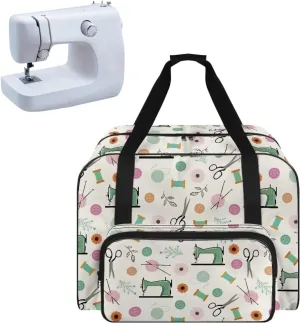 Sewing Pattern Sewing Machine Carrying Case Tote Bag Padded Storage Cover Carrying Case with Pockets and Handles Suitable for Most Standard Sewing Machine