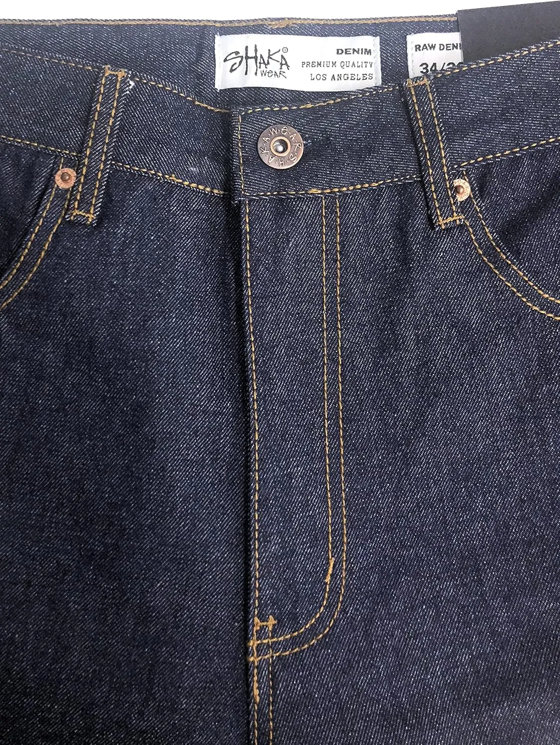 Shaka Wear Mens 12 oz Raw Denim Pants Classic Straight Rigid Jeans 30~44