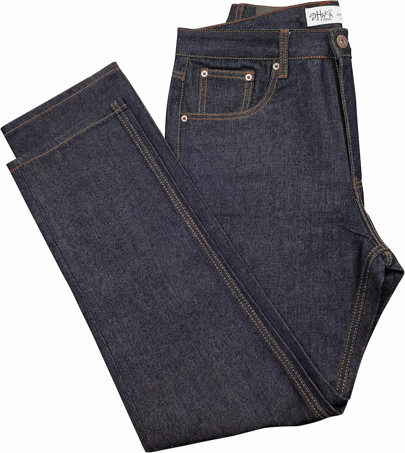Shaka Wear Mens 12 oz Raw Denim Pants Classic Straight Rigid Jeans 30~44