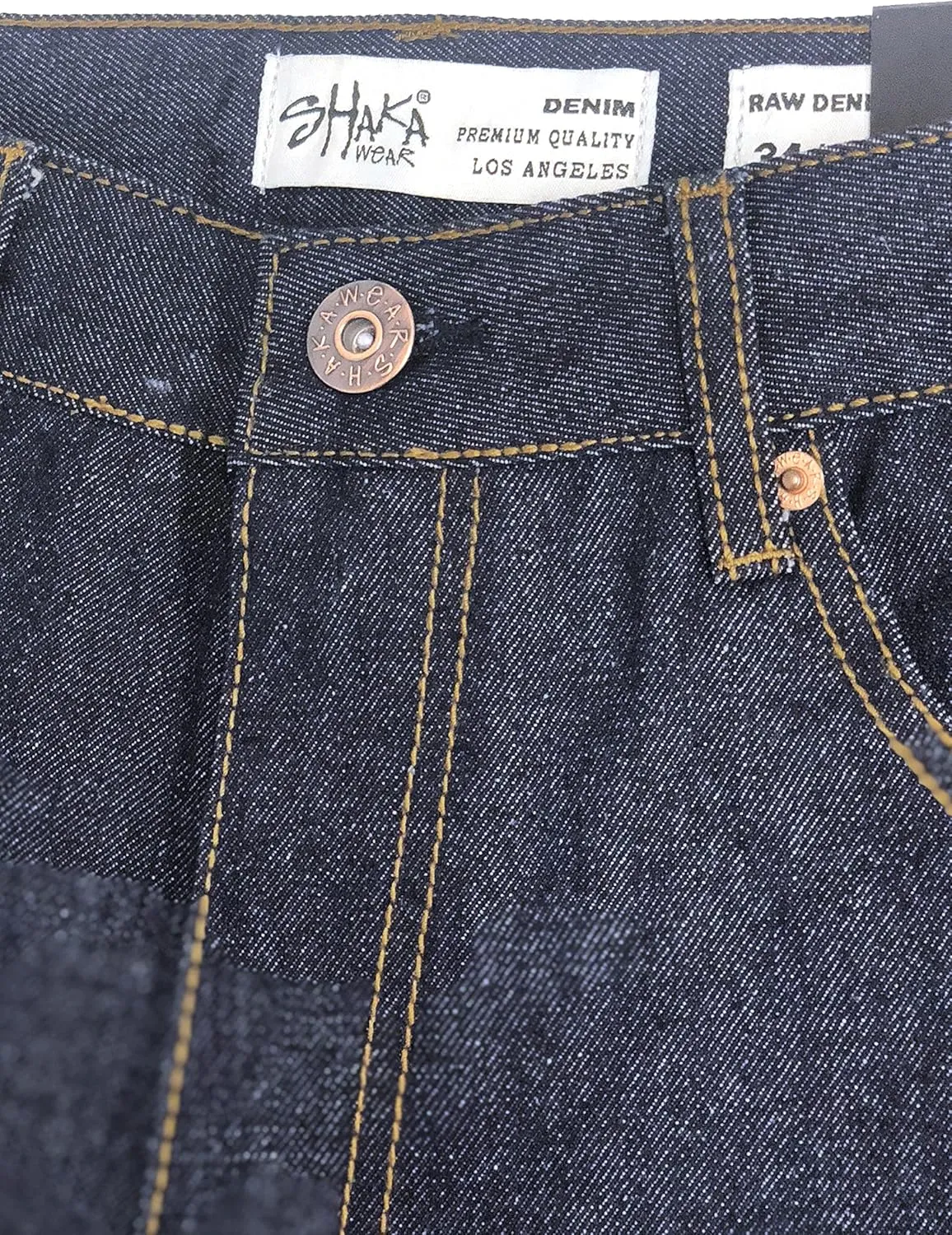 Shaka Wear Mens 12 oz Raw Denim Pants Classic Straight Rigid Jeans 30~44