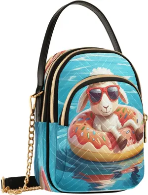 Sheep Donut Float Crossbody Bags for Women Small Sling Cross Body Bag Fanny Pack Mini Wallet Phone Purse