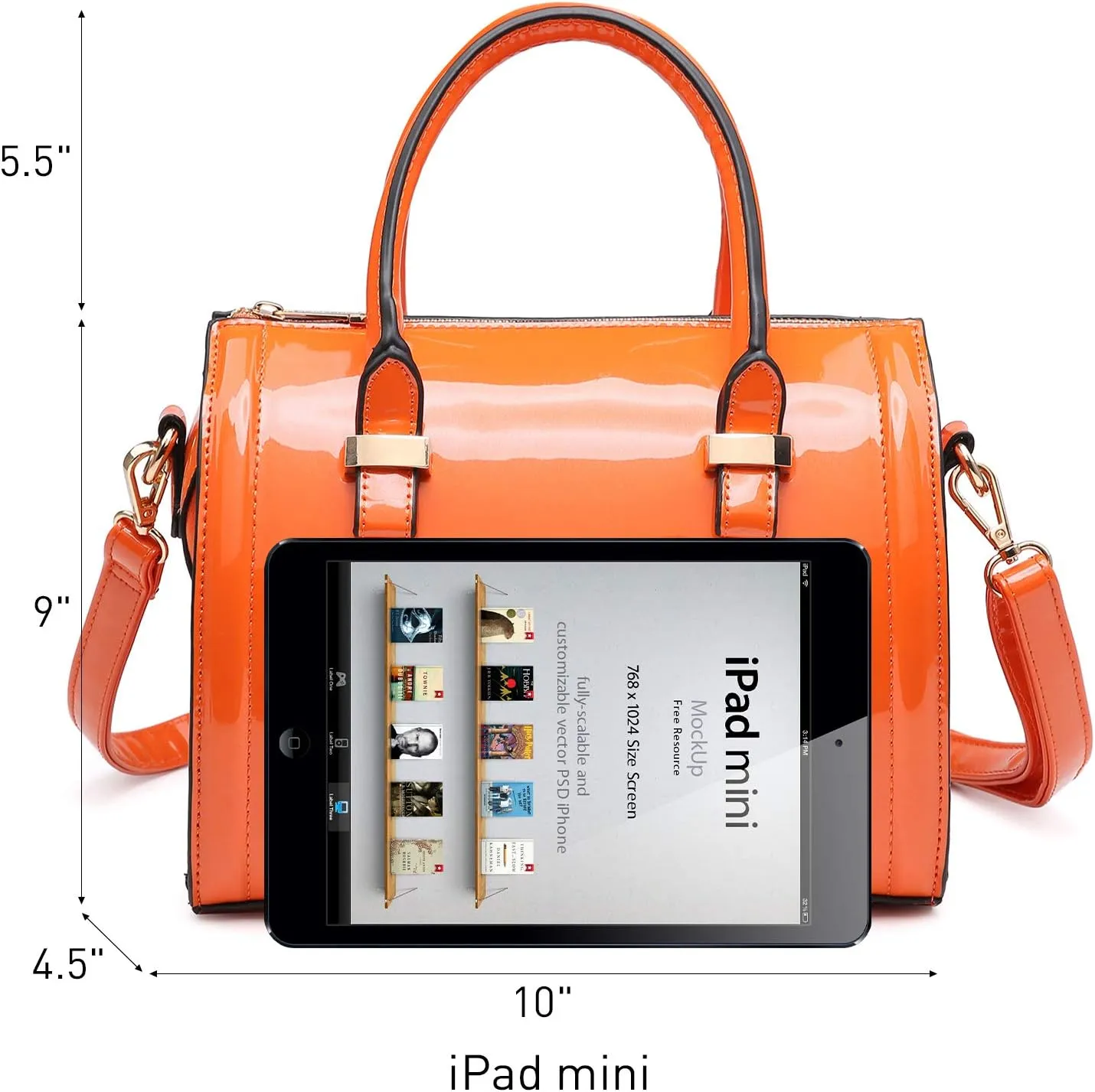 Shiny Patent Faux Leather Handbags Barrel Top Handle Purse Satchel Bag Shoulder Bag for Women
