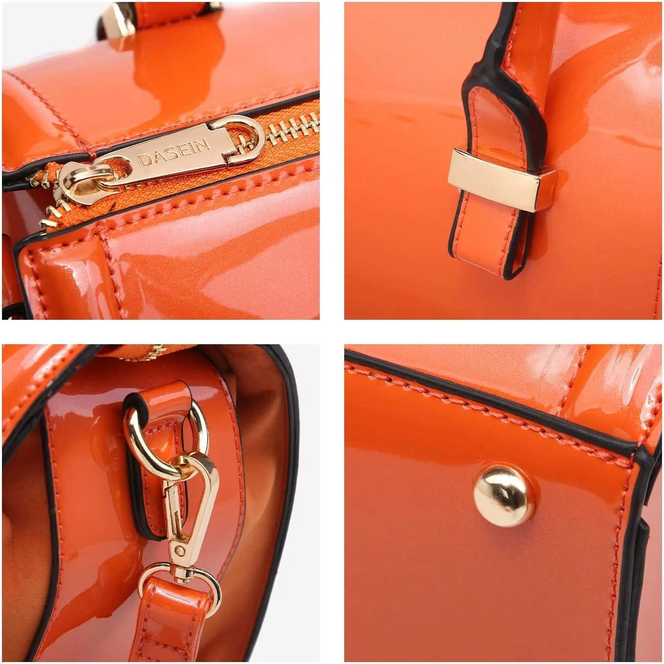 Shiny Patent Faux Leather Handbags Barrel Top Handle Purse Satchel Bag Shoulder Bag for Women