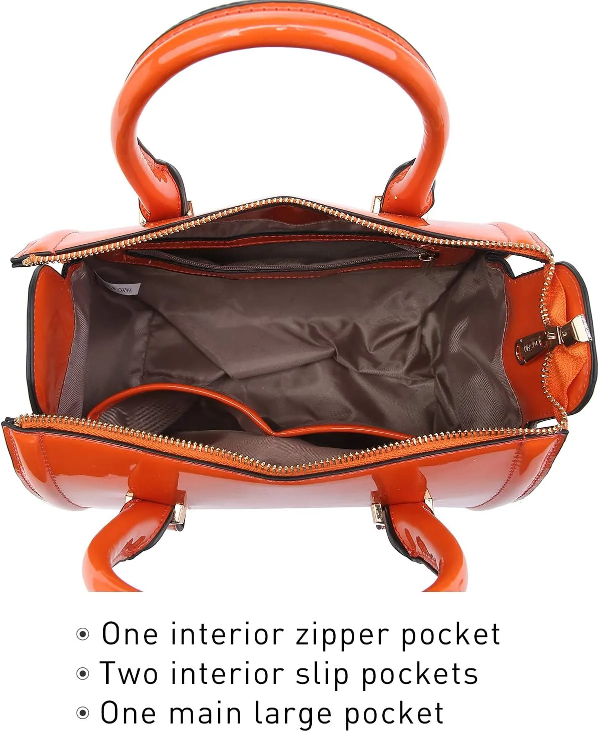 Shiny Patent Faux Leather Handbags Barrel Top Handle Purse Satchel Bag Shoulder Bag for Women