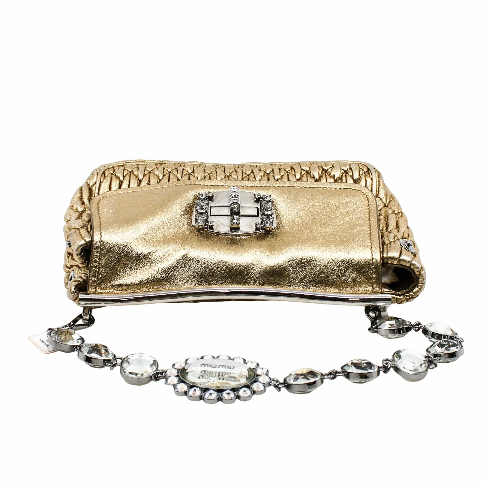 Shoulder Bag Crystal Embellished gold