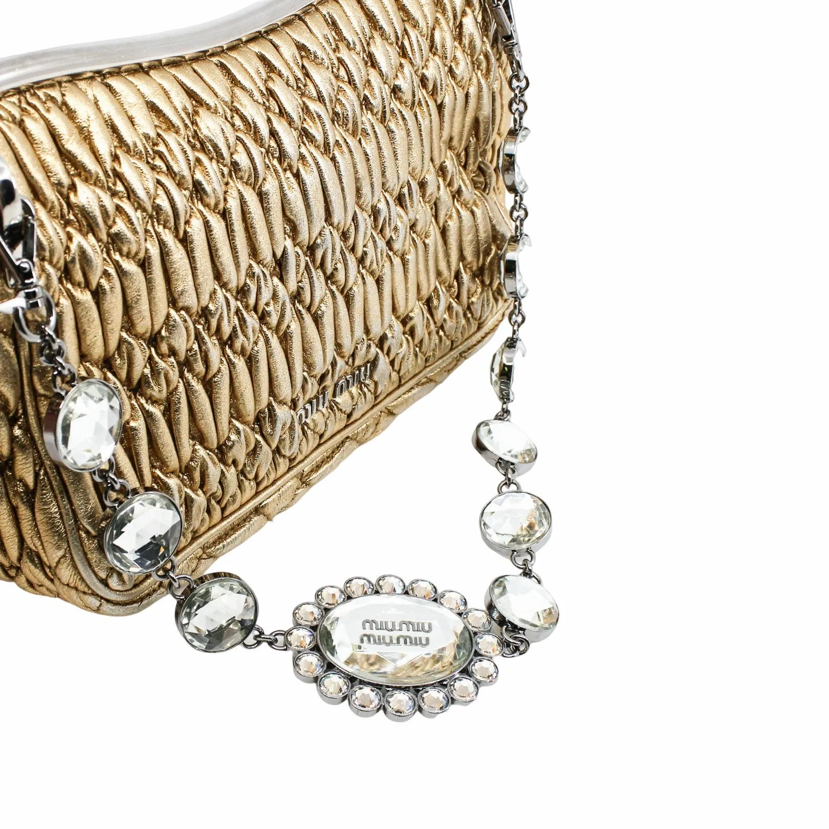 Shoulder Bag Crystal Embellished gold