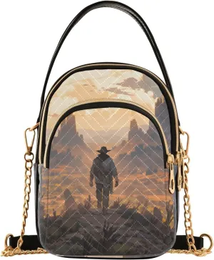 Shoulder Handbag Cowboy Wilderness Print Crossbody Purse for Women Stylish Ladies Shoulder Bag Top Handle Satchel