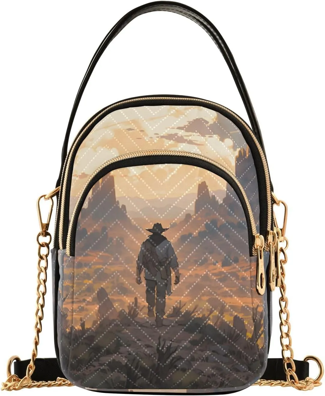 Shoulder Handbag Cowboy Wilderness Print Crossbody Purse for Women Stylish Ladies Shoulder Bag Top Handle Satchel