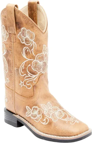 Shyanne Girls' Little Lasy Floral Embroidered Western Boot Broad Square Toe - Bbsc1946