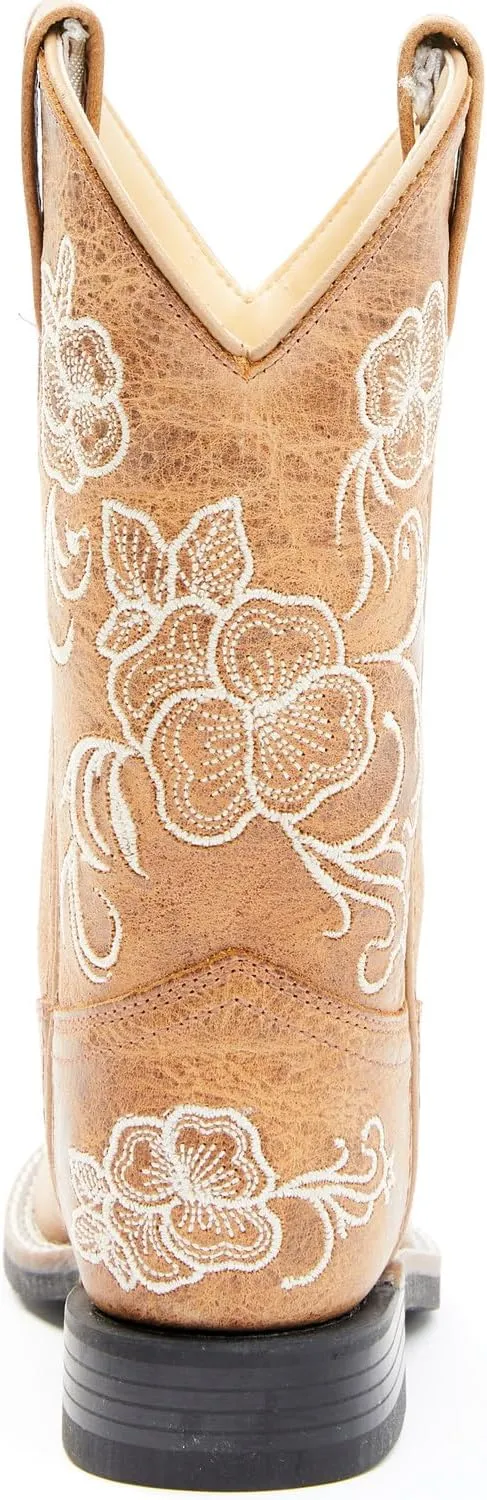 Shyanne Girls' Little Lasy Floral Embroidered Western Boot Broad Square Toe - Bbsc1946
