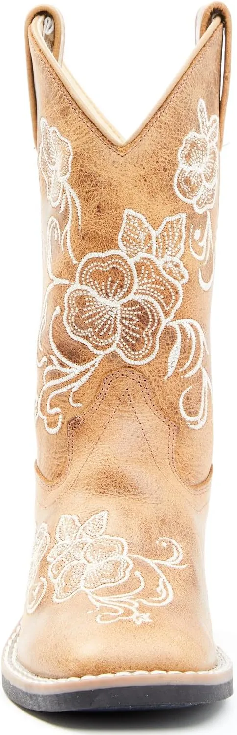 Shyanne Girls' Little Lasy Floral Embroidered Western Boot Broad Square Toe - Bbsc1946