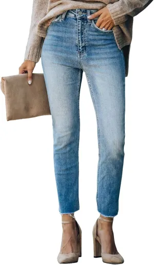 Sidefeel Women's Boyfriend Jeans Stretchy Ripped Distressed Zimbaplatinum Denim Pants Size 4-18