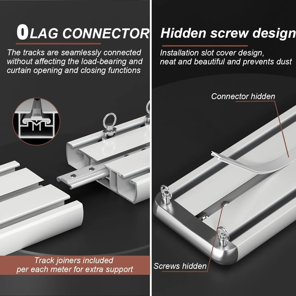 Silent Double Curtain Track System - 7.9ft Ceiling Mount with Hardware - Champagne Finish, Perfect for Smooth Drapery Installation and Home Décor Enhancement
