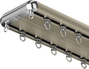 Silent Double Curtain Track System - 7.9ft Ceiling Mount with Hardware - Champagne Finish, Perfect for Smooth Drapery Installation and Home Décor Enhancement