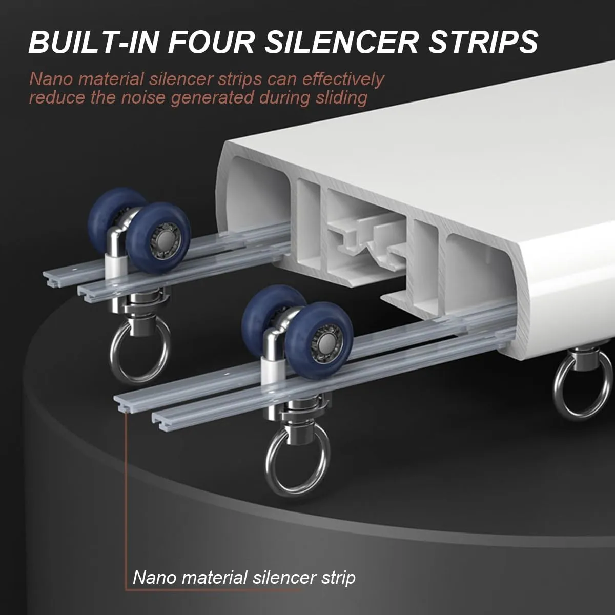 Silent Double Curtain Track System - 7.9ft Ceiling Mount with Hardware - Champagne Finish, Perfect for Smooth Drapery Installation and Home Décor Enhancement
