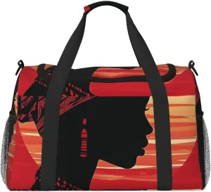 Silhouette African Woman Travel Duffel Bag Tote Bag Sports Gym Bag For Women And Men