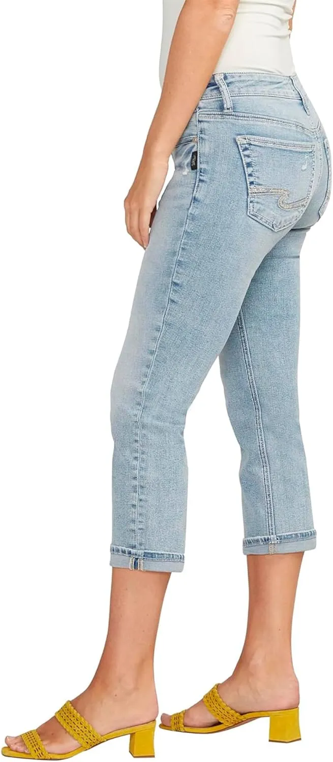 Silver Jeans Co. Women's Britt Low Rise Curvy Fit Capri Jeans