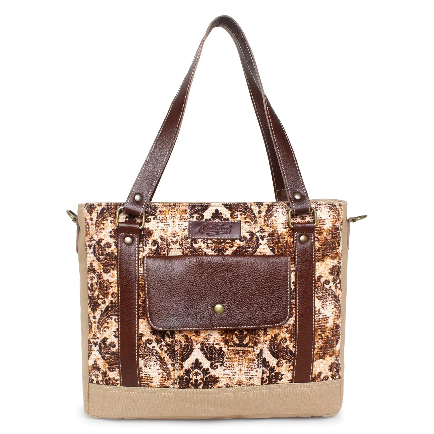 Sixtease Up-cycled Canvas Functional Tote Bag: Sustainable Style, Urban Versatility, Perfect for Effortless Everyday Adventures! - (SB-4064)