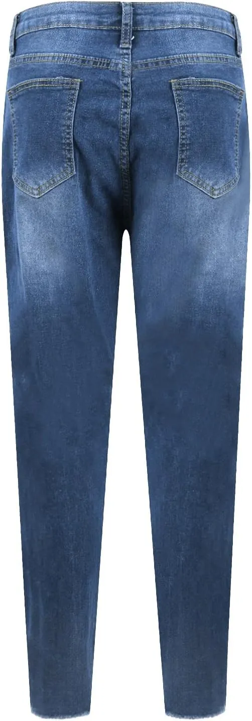 Skinny Jeans for Women Stretchy High Waisted Ripped Jeans Tummy Control Distressed Denim Leggings with Pockets