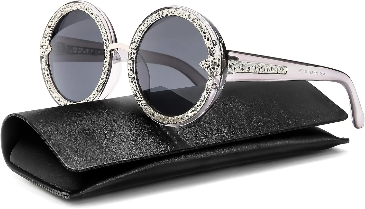 SKYWAY Retro Shining Oversized Round Sunglasses for Women Hippie Classic Style 400 Sun Protection
