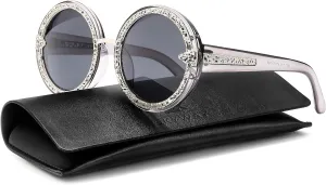 SKYWAY Retro Shining Oversized Round Sunglasses for Women Hippie Classic Style 400 Sun Protection