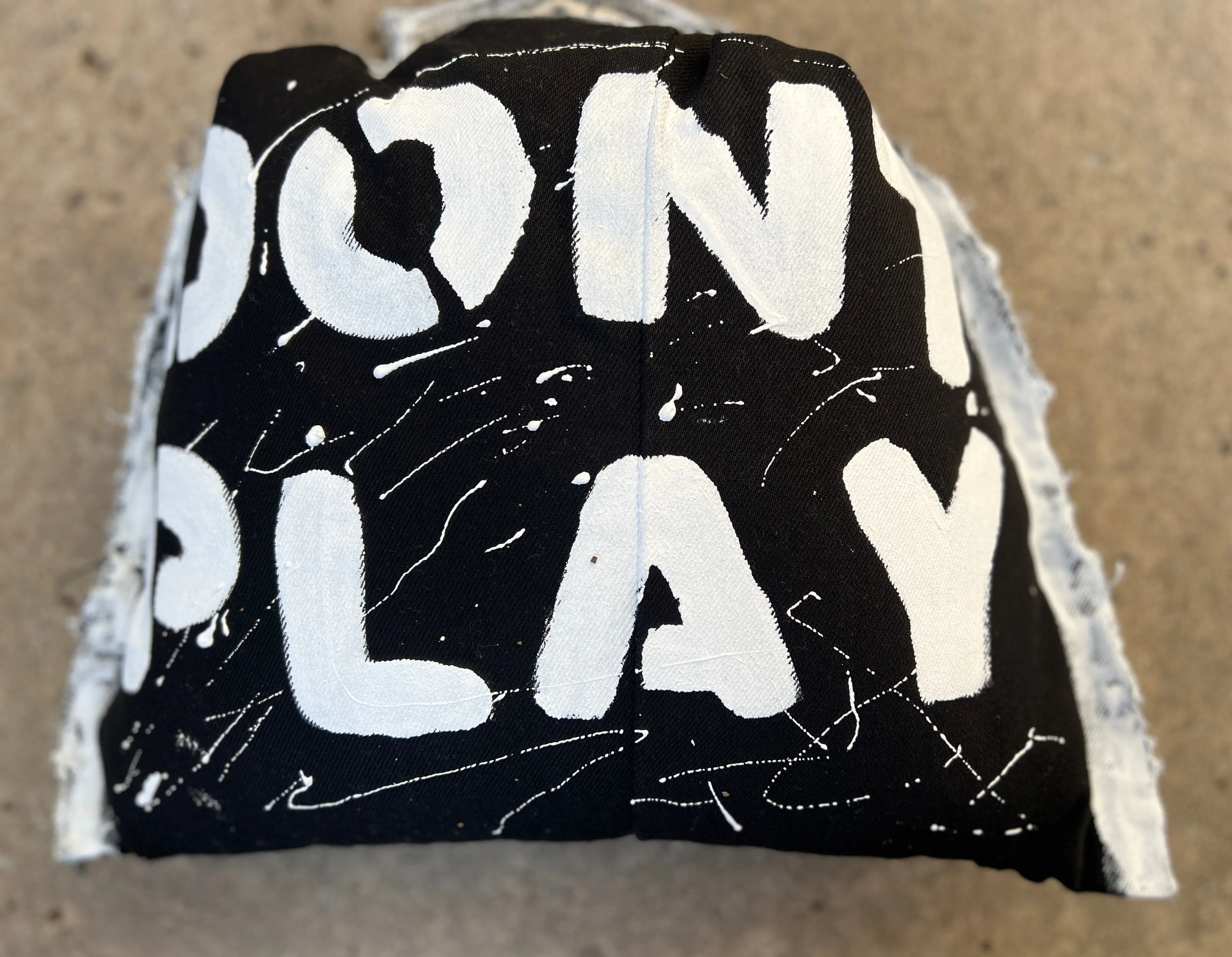 Slapping Dominoes Funky Grunge Stranger Things Denim Reworked Upcycled Puffy Bag