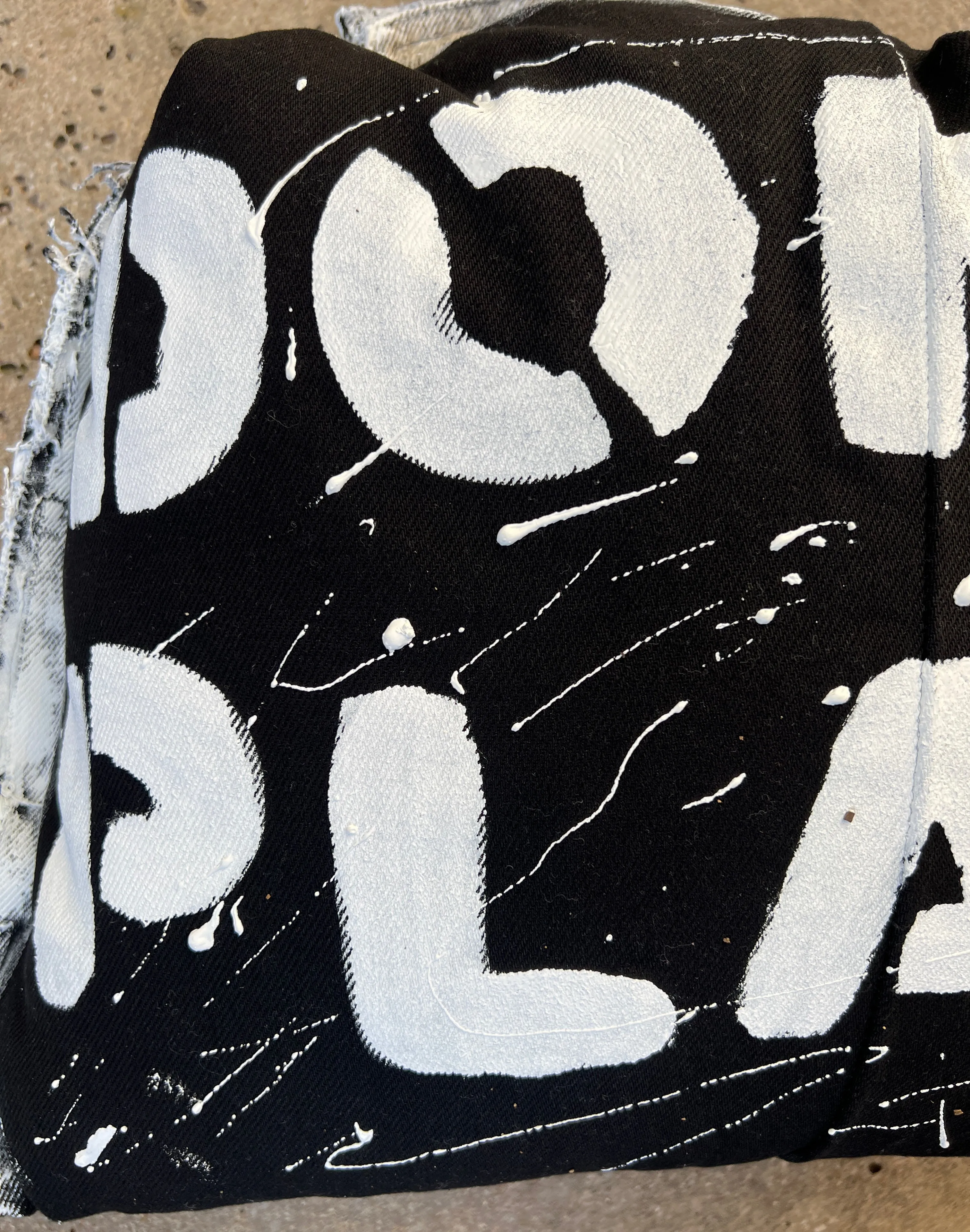 Slapping Dominoes Funky Grunge Stranger Things Denim Reworked Upcycled Puffy Bag