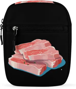 Slices of Pork Small Crossbody Bag Mini Shoulder Bag Purse Travel Passport Wallet Bag for Women Men