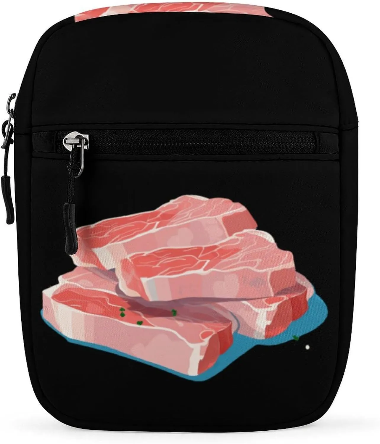 Slices of Pork Small Crossbody Bag Mini Shoulder Bag Purse Travel Passport Wallet Bag for Women Men