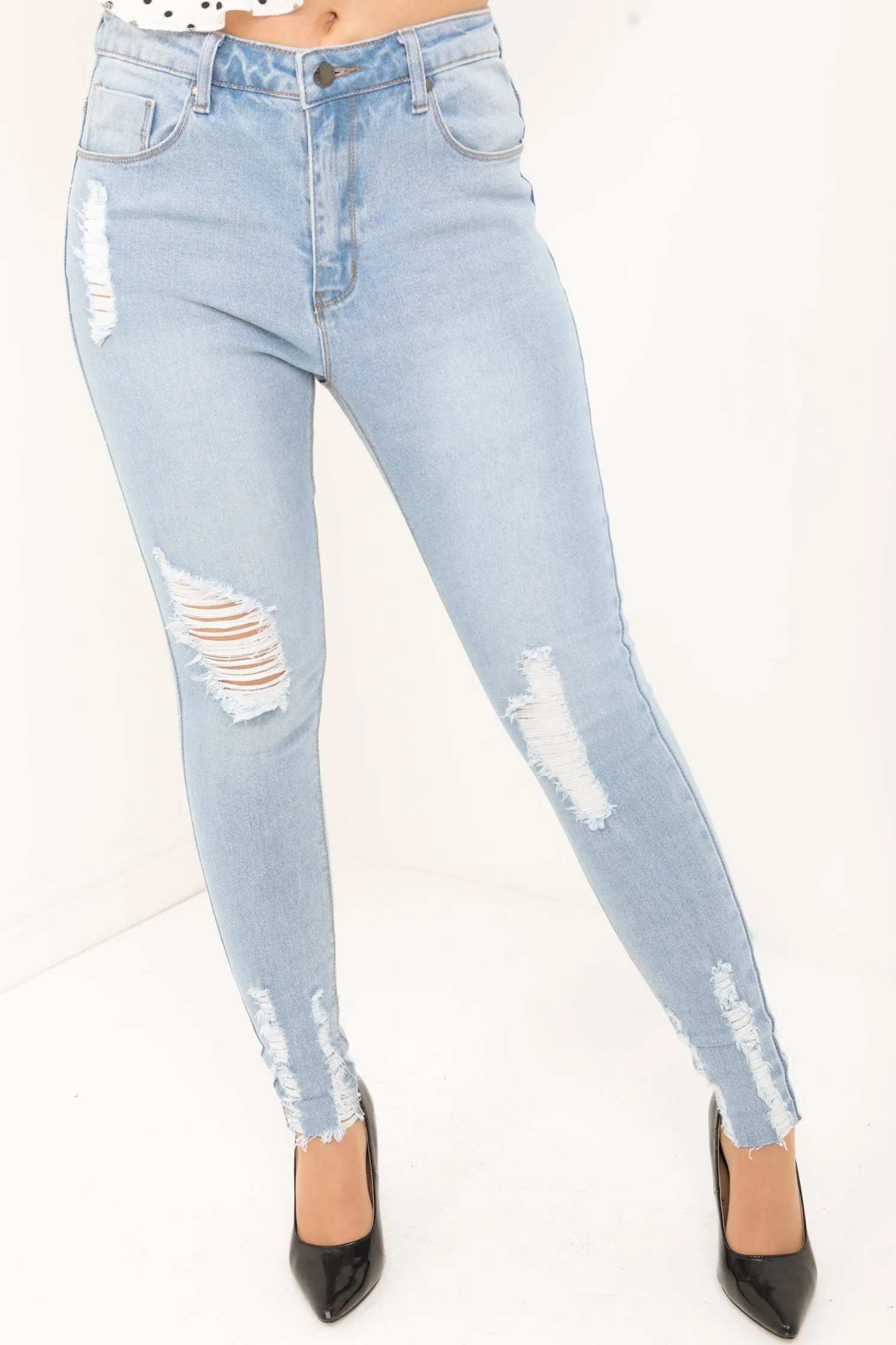 Slim Fit Distressed Denim Jeans
