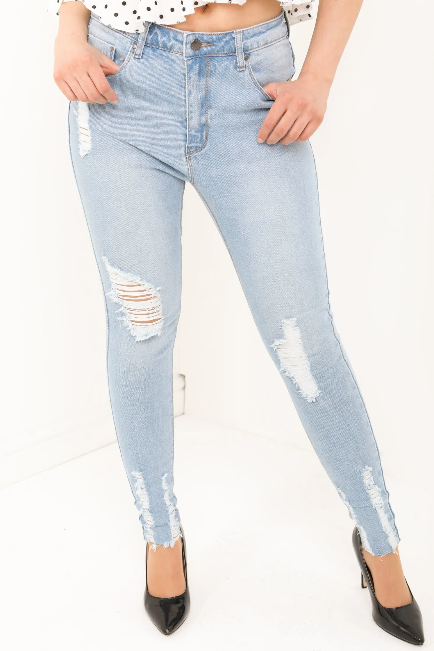 Slim Fit Distressed Denim Jeans