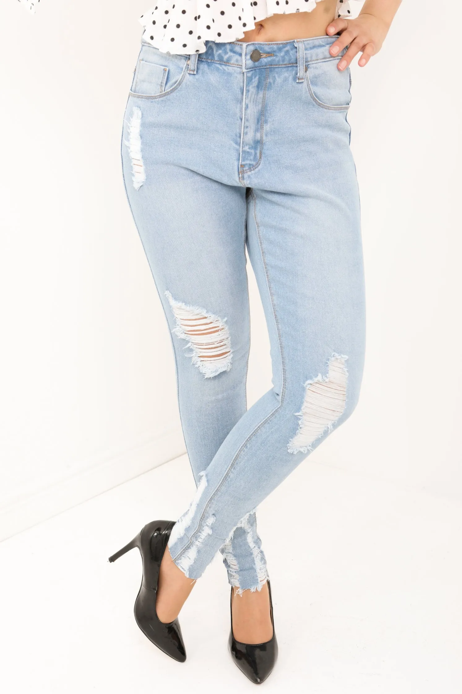 Slim Fit Distressed Denim Jeans