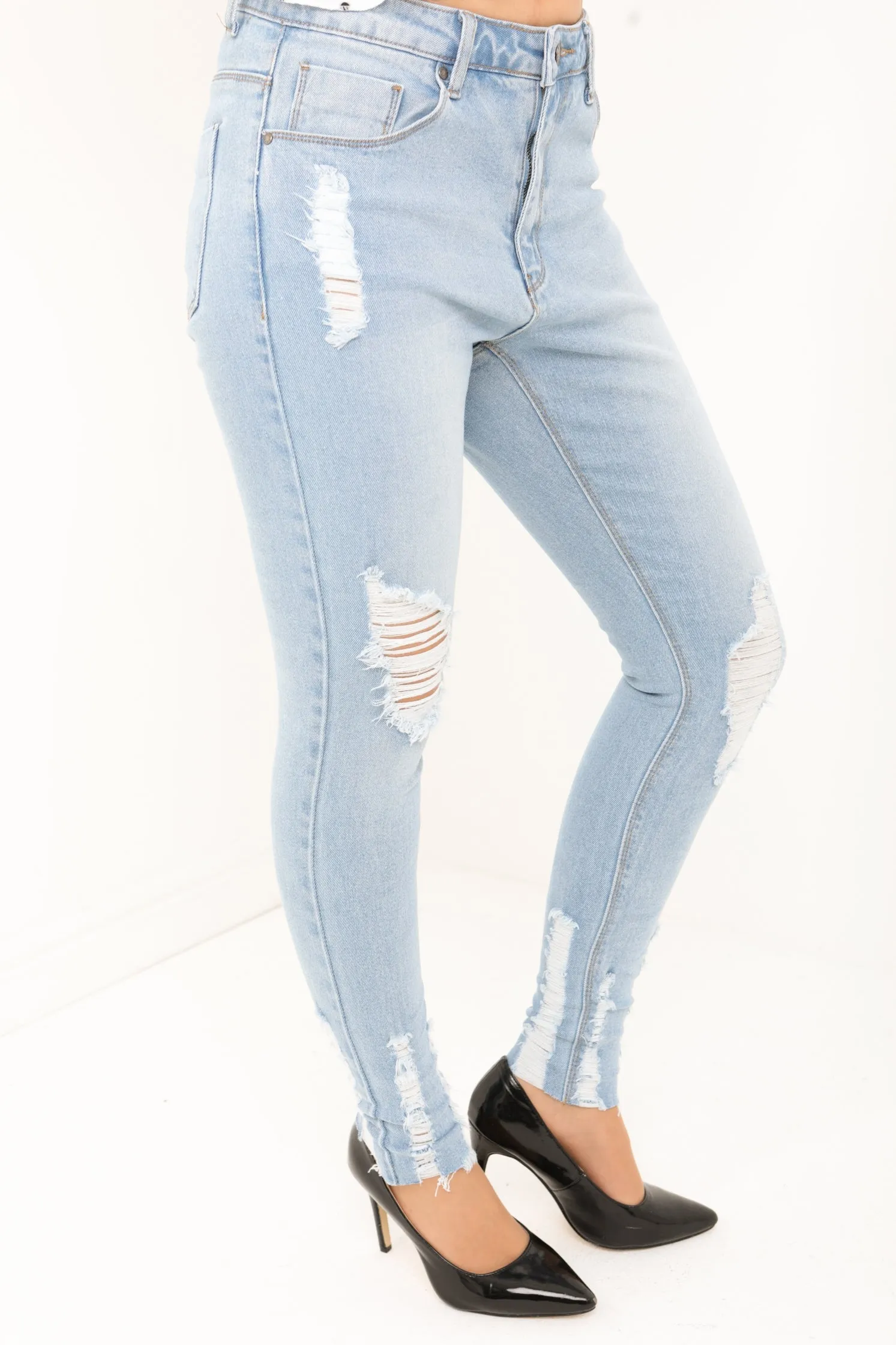 Slim Fit Distressed Denim Jeans