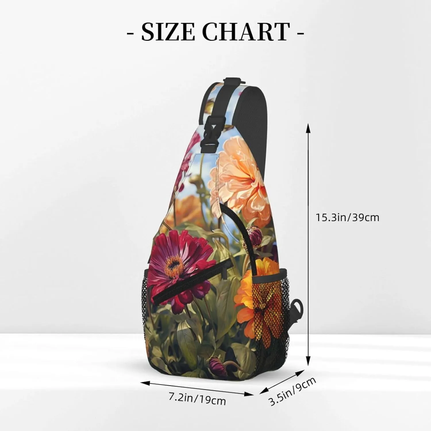Sling Bag for Women Men Crossbody Bag Sling Backpack Colorful Spring Summer Flower Cross Body Bag Adjustable Chest Bag