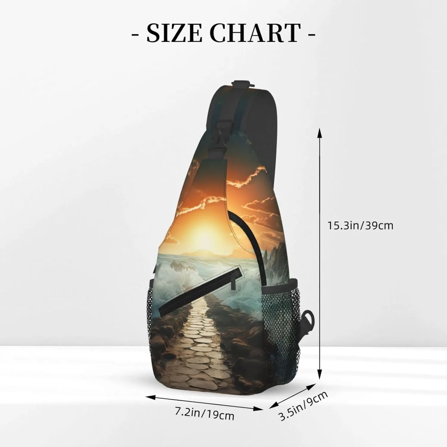 Sling Bag for Women Men Crossbody Bag Sling Backpack Divided Sea Pathway Cross Body Bag Adjustable Chest Bag