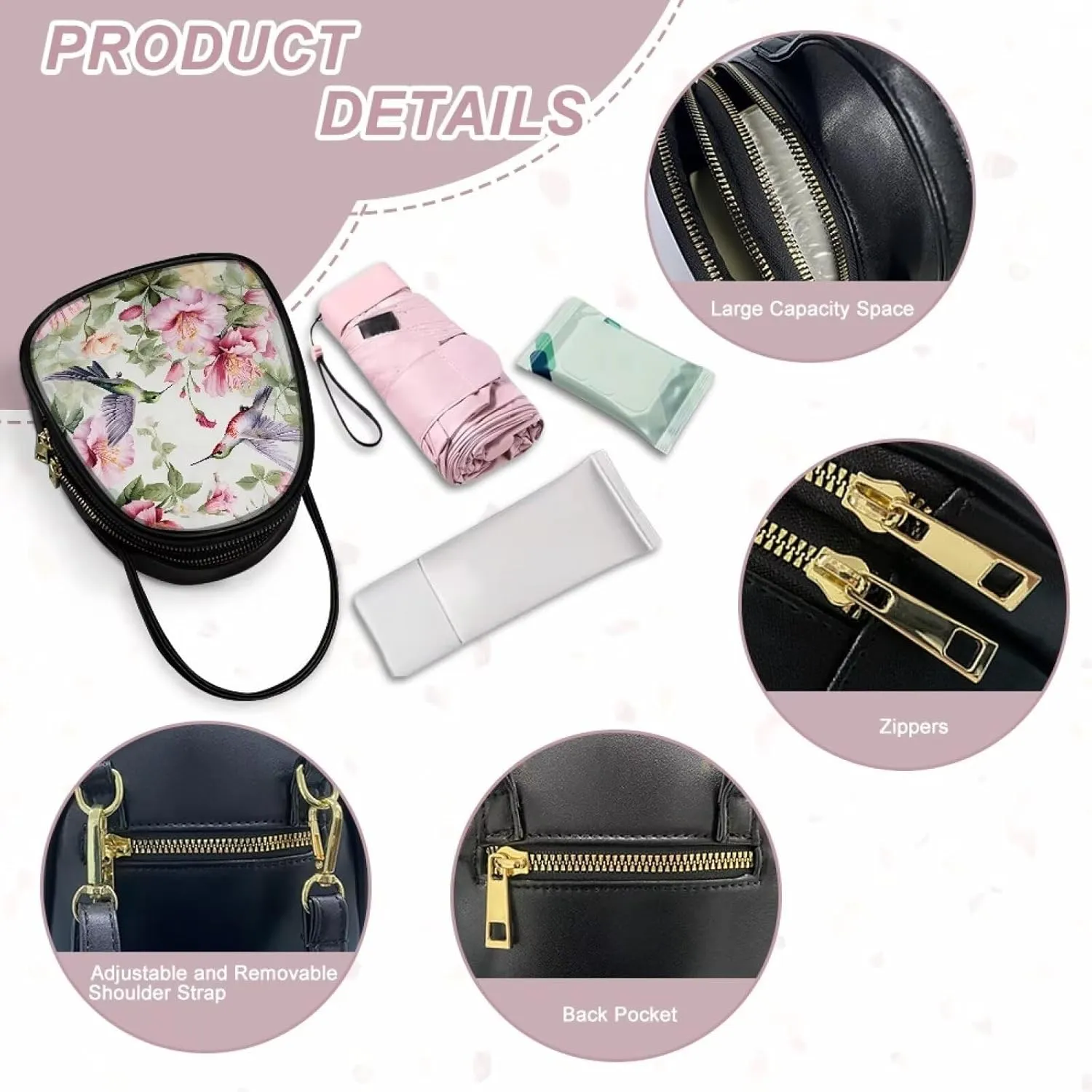 Small Crossbody Bags for Women Trendy Double Layer Leather Shoulder Bag for Women Crossbody with Zipper Closure