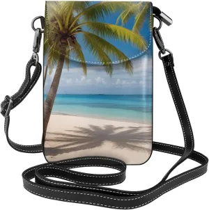 Small Crossbody Bags for Women,Leather Shoulder Bag for Cell Phone Purse with Strap and Flamingo Succulent Plants Printed