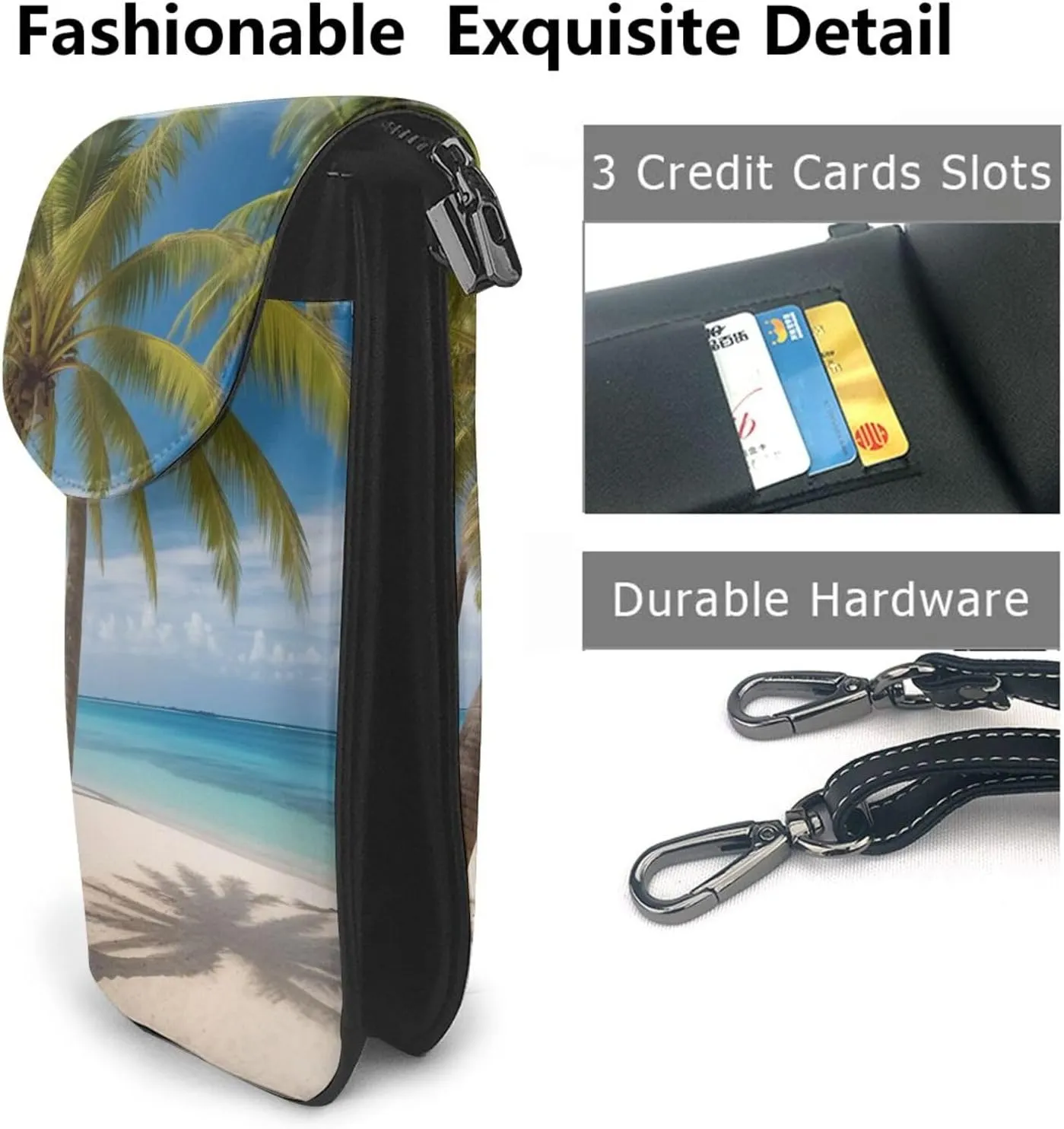 Small Crossbody Bags for Women,Leather Shoulder Bag for Cell Phone Purse with Strap and Flamingo Succulent Plants Printed