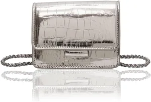 Small Crossbody Purse Bag for Women,Mini Cute Metallic Croc-Embossed Handbag with Chain Strap